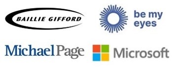 Supporting organizations: Baillie Gifford, Michael Page, Be My Eyes, Microsoft